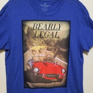 AE Funny Wordplay True Blue Graphic T. Size M.